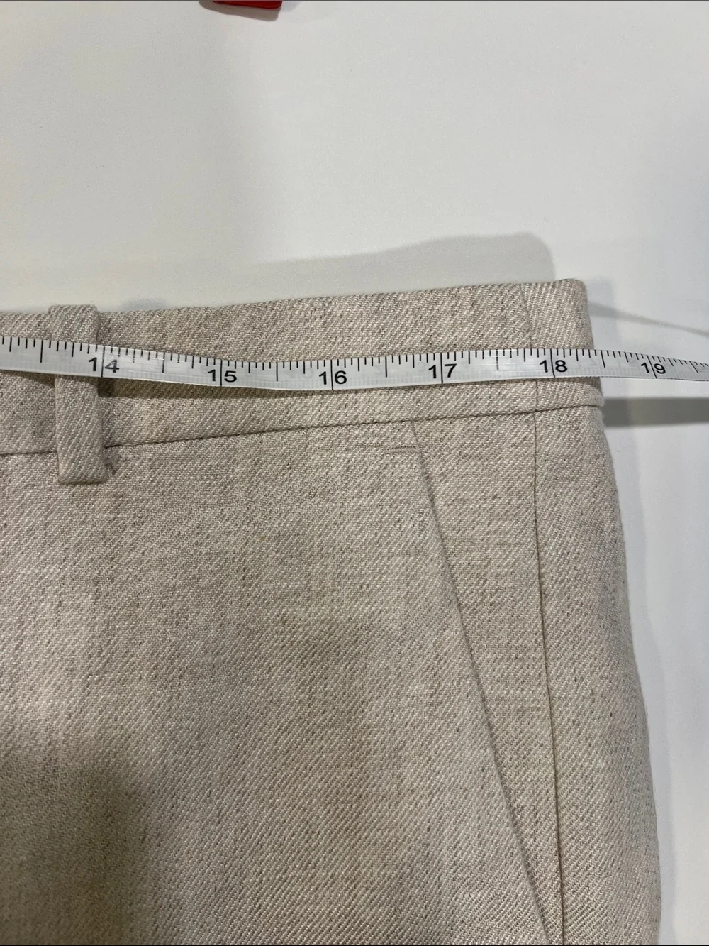 J.Crew - linen, beige wide leg cropped slacks, 14